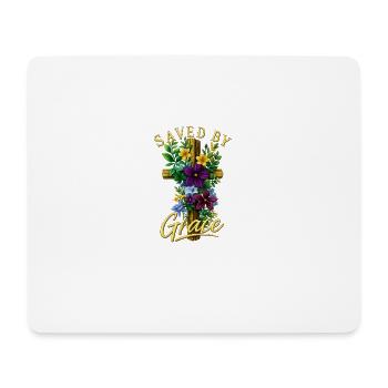 Saved By Grace Floral Cross Christian Faith Design - Mouse Pad (horizontal) - white - Front