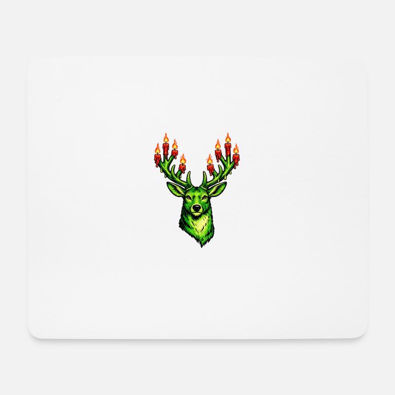 grüner Weihnachtshirsch mit Kerzen . KI generiert - Mousepad (Querformat) - Weiß