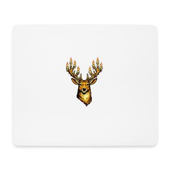 Weihnachtshirsch mit Kerzen . KI generiert - Mousepad (Querformat) - Weiß - Vorne