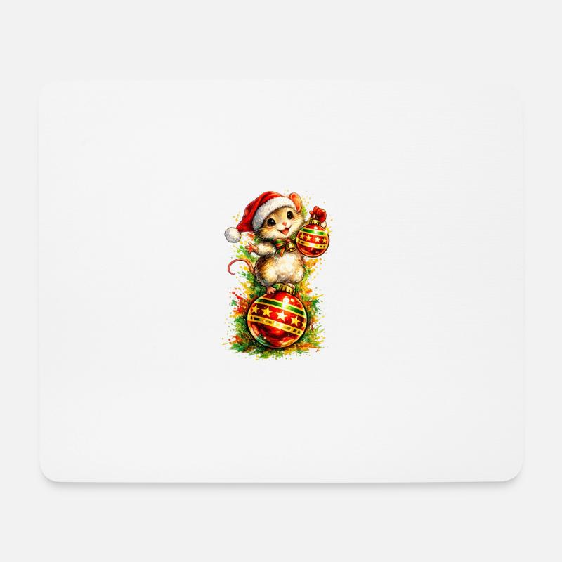 Maus auf Weihnachtskugel . KI generiert - Mousepad (Querformat) - Weiß
