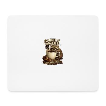 À peine réveillé – Raton laveur à café - Tapis de souris (format paysage) - blanc - Devant
