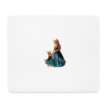 Cute Ginger Cat Mother and Daughter in Elegant Tur - Mouse Pad (horizontal) - white - Front