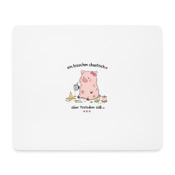 Kuscheliges Chaotisches Schweinchen-Design - Mousepad (Querformat) - Weiß - Vorne
