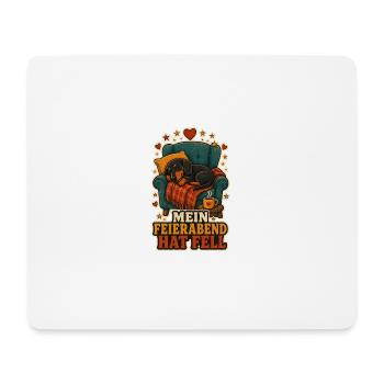 Mein Feierabend hat Fell - Mousepad (Querformat) - Weiß - Vorne
