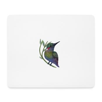 Colorful hummingbird on leaf branch - Mouse Pad (horizontal) - white - Front