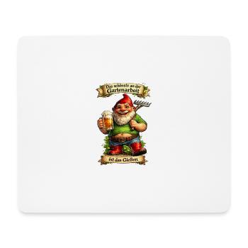 Garten-Gnom mit Bier und Spaten - Mousepad (Querformat) - Weiß - Vorne