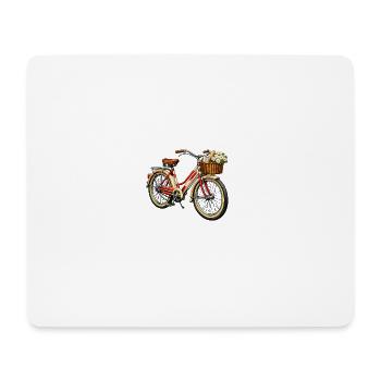 Vintage Fahrrad mit Blumenkorb - Mousepad (Querformat) - Weiß - Vorne