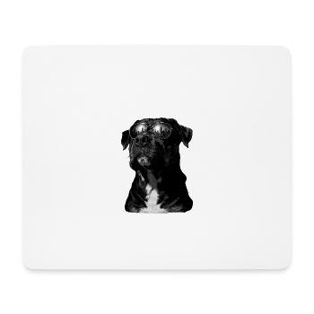 Chien avec vue urbaine et lunettes de soleil - Tapis de souris (format paysage) - blanc - Devant