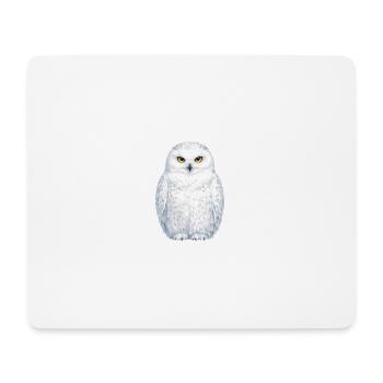 Watercolor snowy owl illustration - Mouse Pad (horizontal) - white - Front