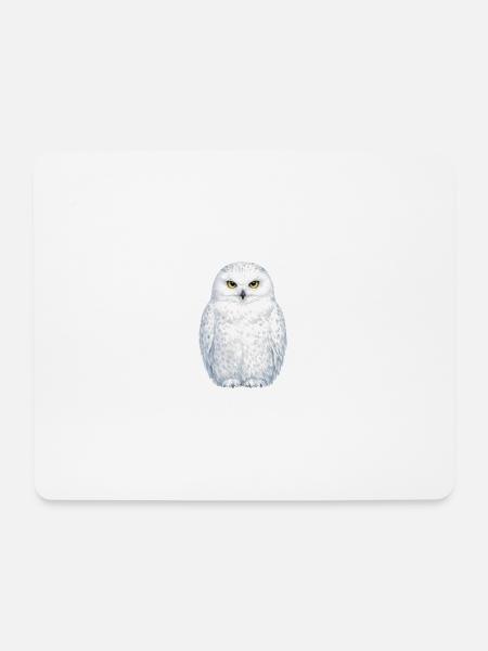 Wasserfarbene Schneeeule Illustration - Mousepad (Querformat) - Weiß