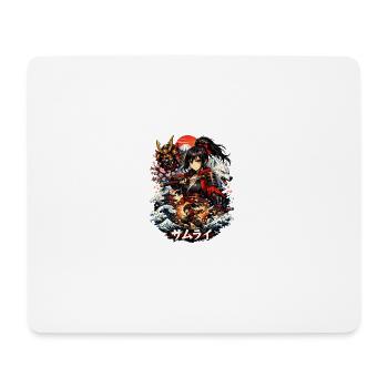 Roter Samurai mit Kirschblütenwellen - Mousepad (Querformat) - Weiß - Vorne