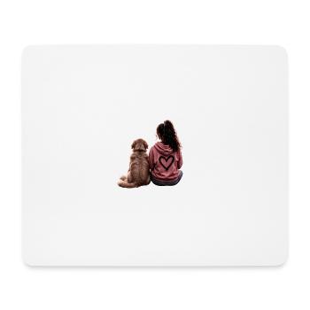 Fille avec Goldie - Tapis de souris (format paysage) - blanc - Devant