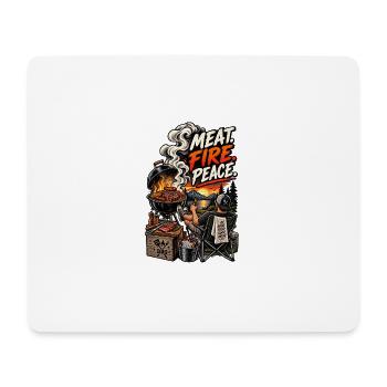 Meat, Fire, Peace, BBQ - Mouse Pad (horizontal) - white - Front