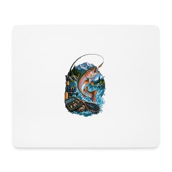 Poissons arc-en-ciel sautent au lac de montagne - Tapis de souris (format paysage) - blanc - Devant