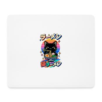 Kawaii Katzen Ramen – Japanisches Retro Neon Anime - Mousepad (Querformat) - Weiß - Vorne