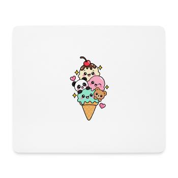 Glaces kawaii  - Mouse Pad (horizontal) - white - Front