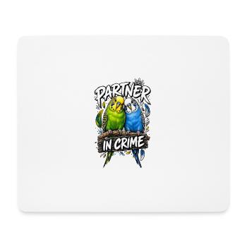 Budgie partners in crime - Mouse Pad (horizontal) - white - Front