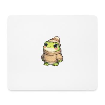 Cuddly frog in winter sweater - Mouse Pad (horizontal) - white - Front