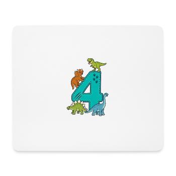 4th Birthday Dinosaur 4 Years - Mouse Pad (horizontal) - white - Front