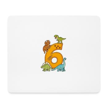 6th Birthday Dinosaur – Dino Kids - Mouse Pad (horizontal) - white - Front
