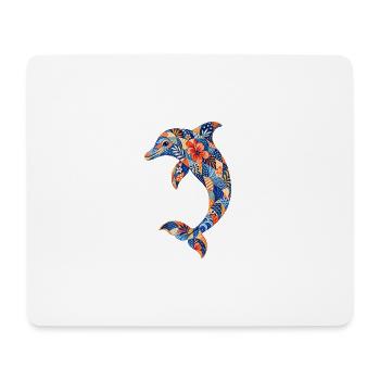 Patchwork dolphin with floral power - Mouse Pad (horizontal) - white - Front