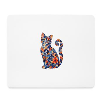 Patchwork Cat Floral Pattern - Mouse Pad (horizontal) - white - Front