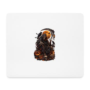 Dark Halloween Reaper Skull – Gotisches Horror-Design - Mousepad (Querformat) - Weiß - Vorne