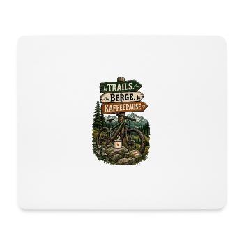 Trail Berge Kaffeepause – MTB Spruch - Mousepad (Querformat) - Weiß - Vorne