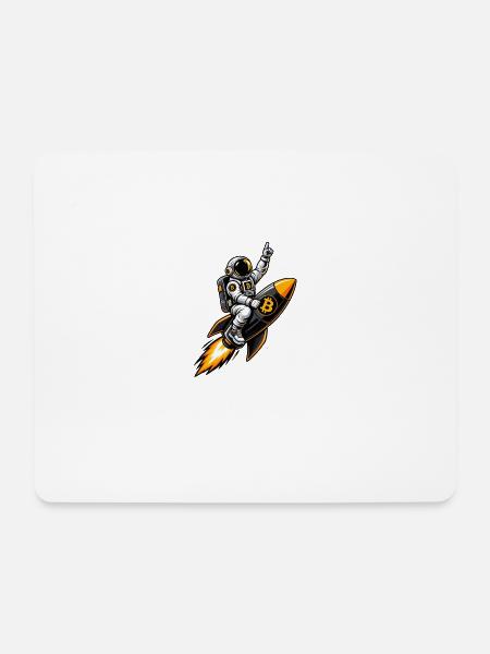 Bitcoin Astronaut auf Rakete - Bitcoin to the Moon - Mousepad (Querformat) - Weiß