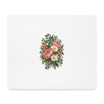 Rosé Weiße Blütenbouquet - Mousepad (Querformat) - Weiß - Vorne