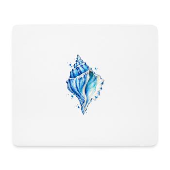Blaue Muschel Wasserfarbenbild - Mousepad (Querformat) - Weiß - Vorne
