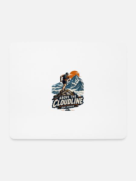Above_the_Cloudline_Vintage_Mountain_Running_De - Mousepad (Querformat) - Weiß