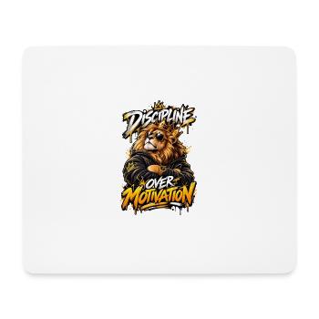 Gekrönter Löwe: Disziplin auf Motivation - Mousepad (Querformat) - Weiß - Vorne