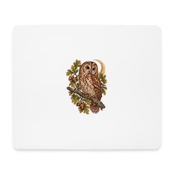 Waldkauz auf Eichenast - Mousepad (Querformat) - Weiß - Vorne