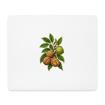 Walnüsse mit Blättern - Mousepad (Querformat) - Weiß - Vorne
