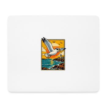 Retro-Möwe bei Sonnenuntergang - Mousepad (Querformat) - Weiß - Vorne
