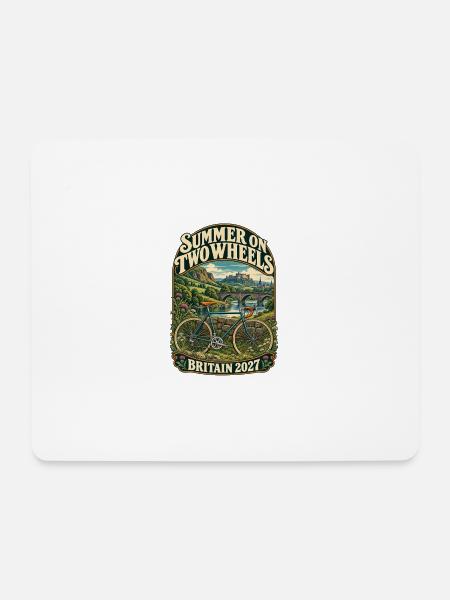 Großbritannien 2027 Sommer zweirädriges Retro-Fahrrad - Mousepad (Querformat) - Weiß
