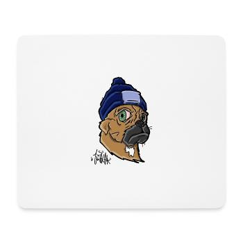 Chien avec un bonnet - Tapis de souris (format paysage) - blanc - Devant