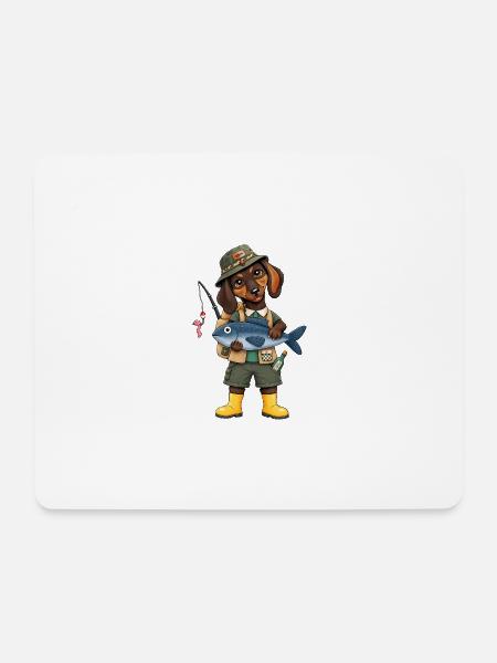 Dackel Angler Was für ein Fang! - Mousepad (Querformat) - Weiß
