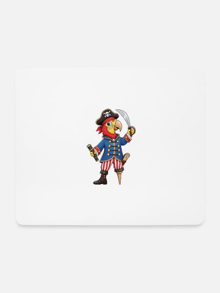 Lustiger Piraten Papagei mit Schatzkarte - Mousepad (Querformat) - Weiß