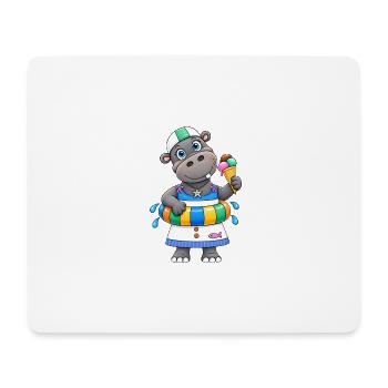 Nilpferd Sommer Lustiges Hippo - Mousepad (Querformat) - Weiß - Vorne
