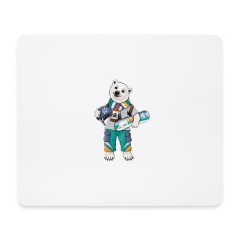 Eisbär Snowboard Fun - Mousepad (Querformat) - Weiß - Vorne