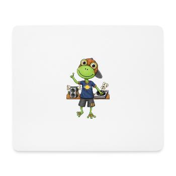 Frosch DJ Beats und  Musik - Mousepad (Querformat) - Weiß - Vorne
