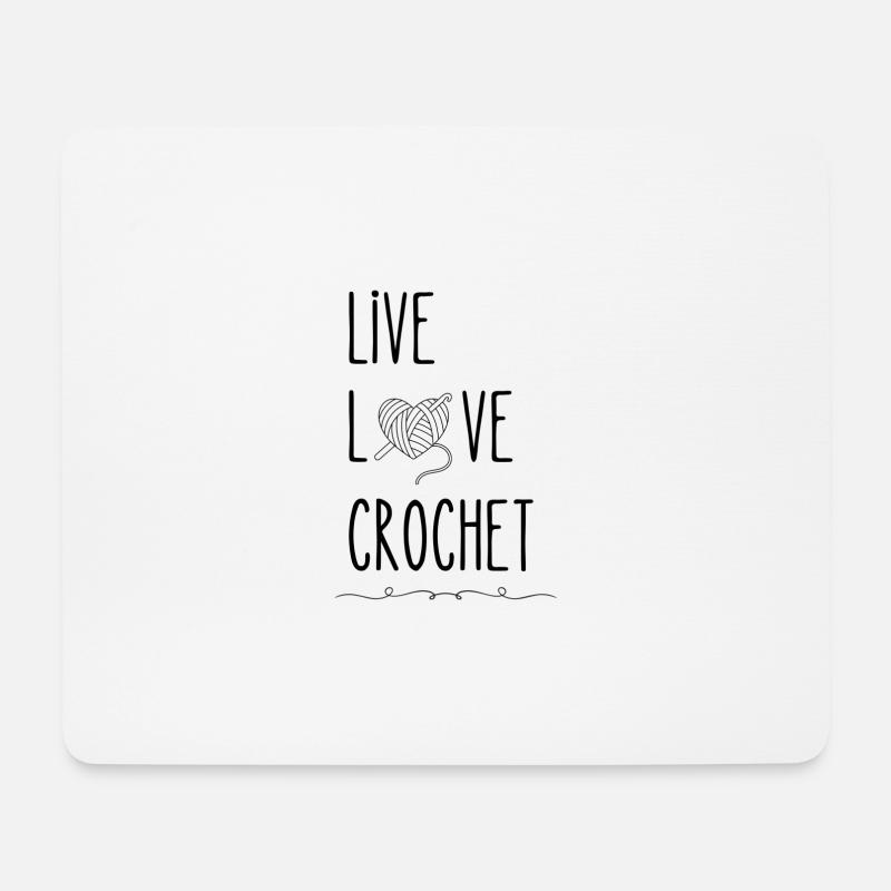 Live Love Crochet Häkeln - Mouse Pad (horizontal) - white