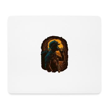 Bergbau Kumpel trinkt sein Bier in unter Tage - Mousepad (Querformat) - Weiß - Vorne