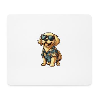 Golden Retriever Chien Été - Tapis de souris (format paysage) - blanc - Devant