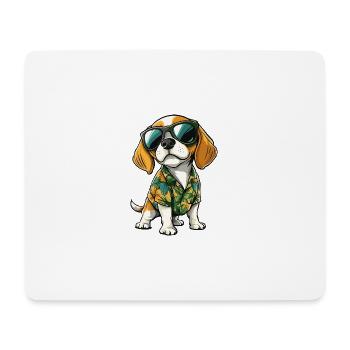 Beagle Hund Cool Sommer - Mousepad (Querformat) - Weiß - Vorne