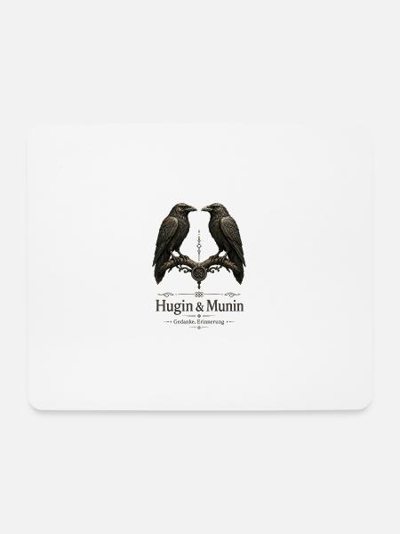 Hugin & Munin: Gedanken Erinnerung - Mousepad (Querformat) - Weiß