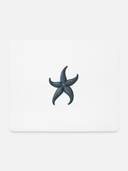 Detaillierte blaue Seestern-Illustration - Mousepad (Querformat) - Weiß