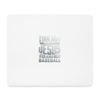 This Guy Runs On Jesus And Baseball - Mouse Pad (horizontal) - white - Front
